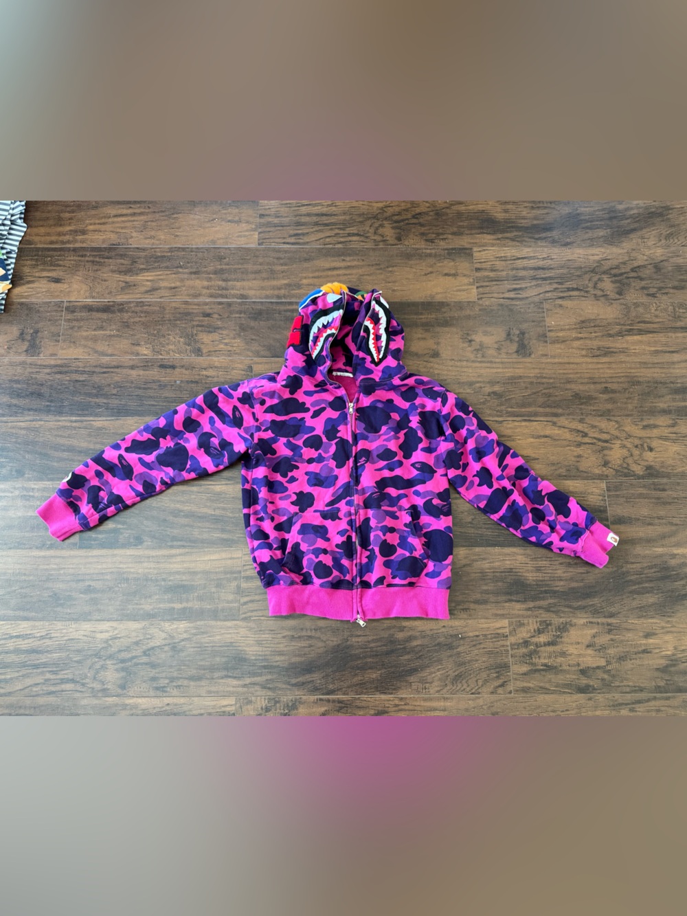 A Bathing Ape Hoodie pink purple camo. Runs small see measurements
